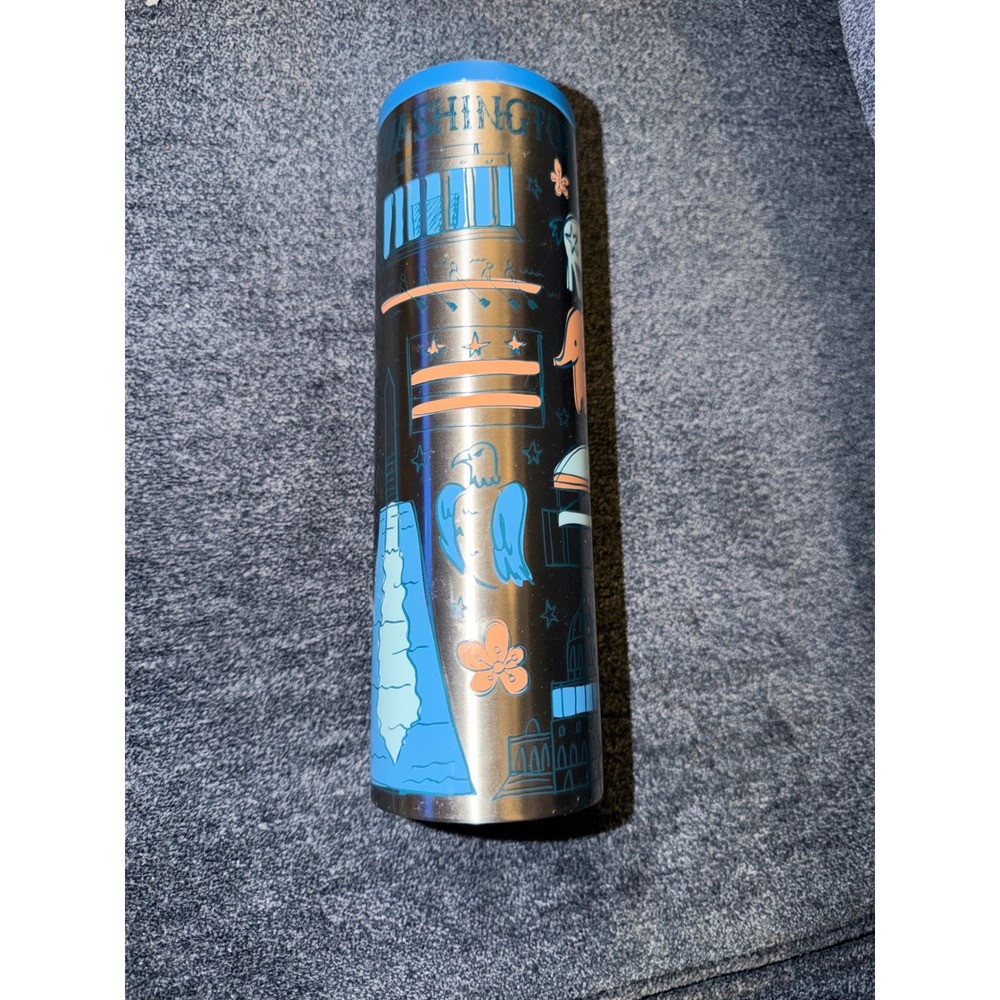 Starbucks Washington DC Been There Series Stainless Steel Tumbler 16oz Blue Lid